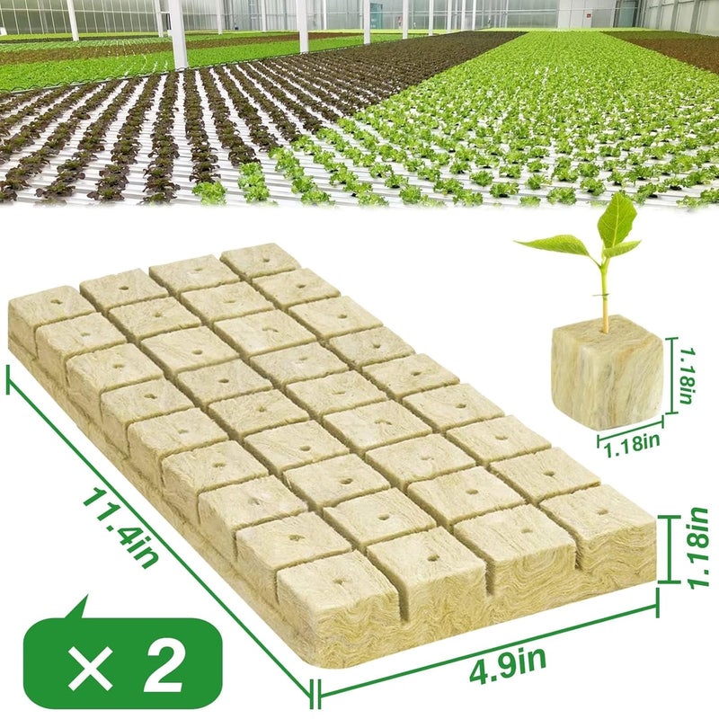 Halatool 1.2 Inch Rockwool Cubes Garden Hydroponic Pods Starter Plugs for Hydroponics Soilless Cultivation Seedling Starting Cuttings Clone & Plants Propagation (2 Sheets, 72 Plugs in Total) - Image 2